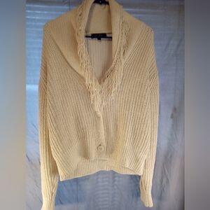 Elegant Cream Shawl Collar Cardigan